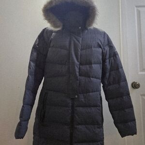 Women's Gray Hooded Puffer Coat